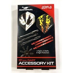 NARWHAL 20 Piece Dart Accessory Kit For Steel & Soft Tip Darts Adult Game Sport